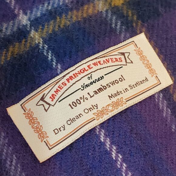 NEW James Pringle Weavers Scarf 100% lambswool Plaid Scotland Fringe 11" x 59" - Picture 3 of 5
